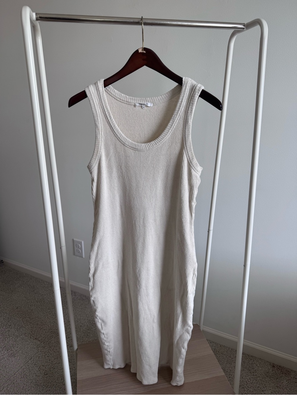 Emerson Fry Sleeveless Ribbed Cream Tank Dress